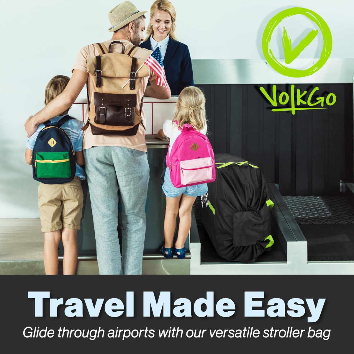 Large Stroller Bag for Airplane, Large Cover for Airtravel, Jogger & Umbrella Stroller Cover for Travel - Fits Wide, Gate Check Bag, Heavy Duty Durable Infant carrier covers for Air Travel