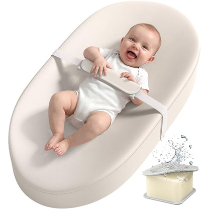 Wipeable Changing Pad for Dresser Waterproof Leather Baby Diaper Changing Pads Washable Nursery Change Mat Beige
