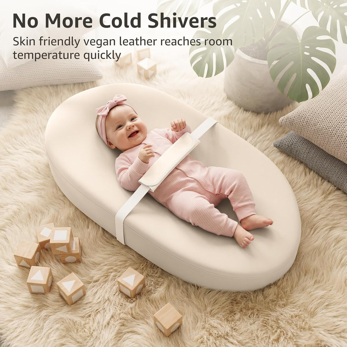 Wipeable Changing Pad for Dresser Waterproof Leather Baby Diaper Changing Pads Washable Nursery Change Mat Beige