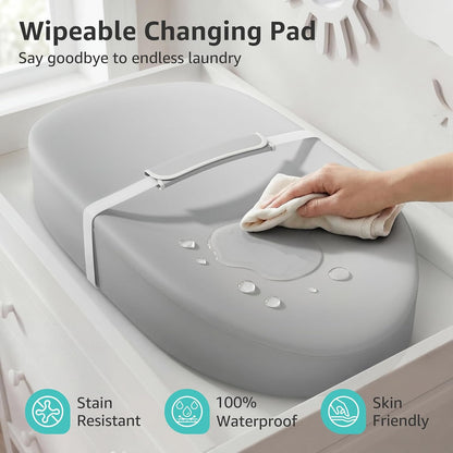 Wipeable Changing Pad for Dresser Waterproof Leather Baby Diaper Changing Pads Washable Nursery Change Mat Beige