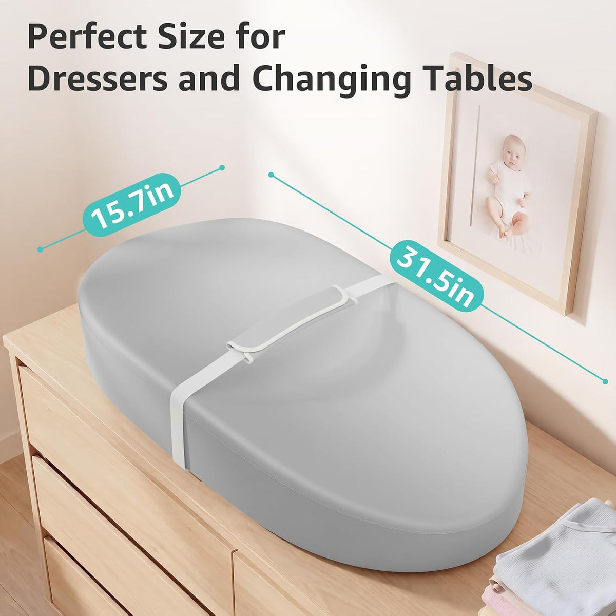 Wipeable Changing Pad for Dresser Waterproof Leather Baby Diaper Changing Pads Washable Nursery Change Mat Beige