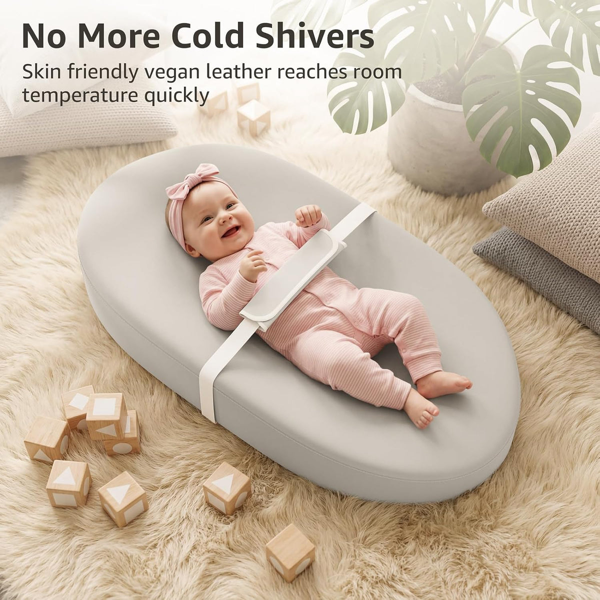 Wipeable Changing Pad for Dresser Waterproof Leather Baby Diaper Changing Pads Washable Nursery Change Mat Beige