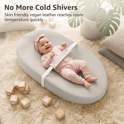 Wipeable Changing Pad for Dresser Waterproof Leather Baby Diaper Changing Pads Washable Nursery Change Mat Beige