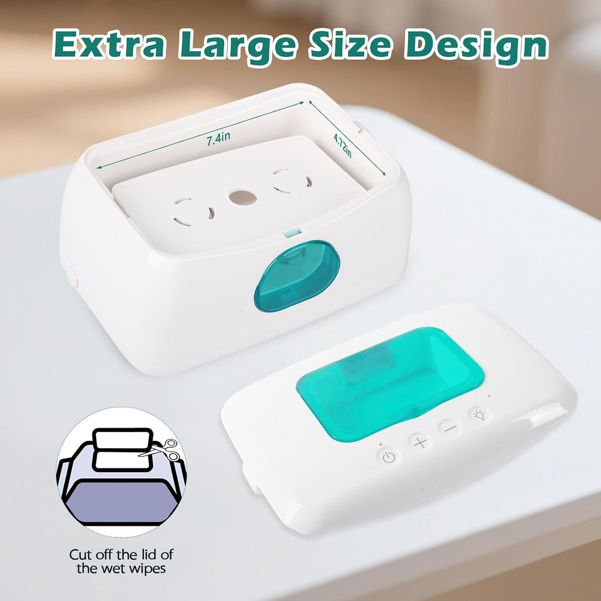 Baby Wipe Warmer with 16-Level Precision Heating, Portable USB-Powered Wet Wipe Warmer, Auto-Lift Spring Wet Wipes Dispenser, Gentle 45°-60° Diaper Wipes Warmer for Diaper Changes, Home & Travel Use