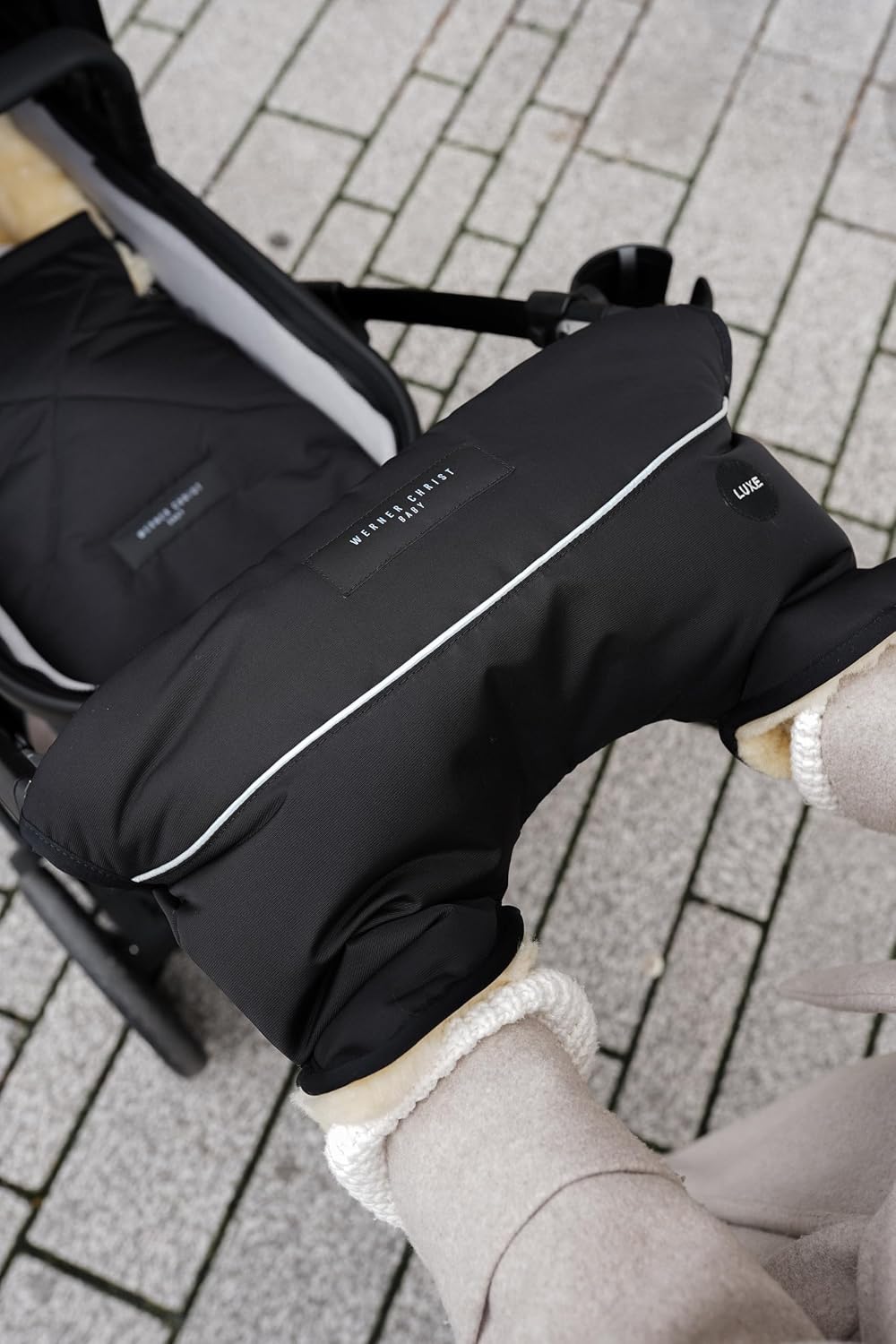 Baby Stroller muff Made of Sheepskin - MOFFY Luxe is The Ideal Hand Warmer for Buggies Made of Medical Fur, Easy to use