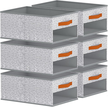 Clothes Organizers and Storage - 4/5/7 Grids Fabric Jeans Organizer with Handles, Foldable Closet Organizers Dividers, Wardrobe organizer for Pant, Sweater, T-shirt, Scarf, Pale Grey