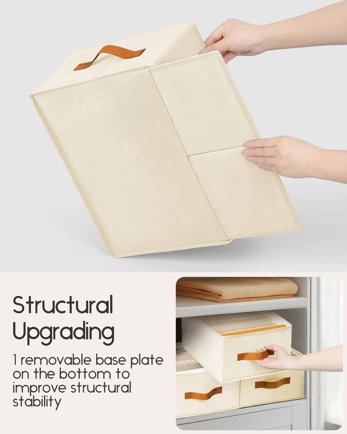 Clothes Organizers and Storage - 4/5/7 Grids Fabric Jeans Organizer with Handles, Foldable Closet Organizers Dividers, Wardrobe organizer for Pant, Sweater, T-shirt, Scarf, Pale Grey
