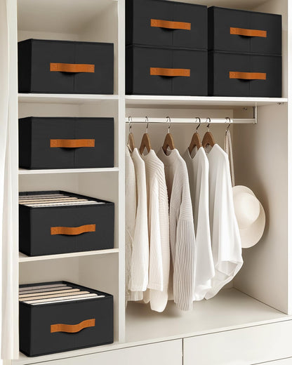 Clothes Organizers and Storage - 4/5/7 Grids Fabric Jeans Organizer with Handles, Foldable Closet Organizers Dividers, Wardrobe organizer for Pant, Sweater, T-shirt, Scarf, Pale Grey