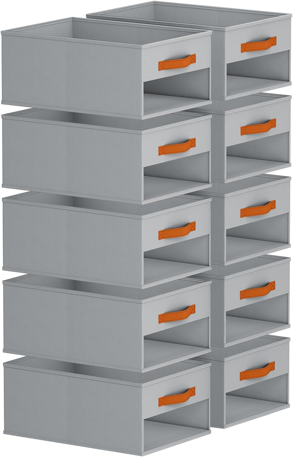 Clothes Organizers and Storage - 4/5/7 Grids Fabric Jeans Organizer with Handles, Foldable Closet Organizers Dividers, Wardrobe organizer for Pant, Sweater, T-shirt, Scarf, Pale Grey