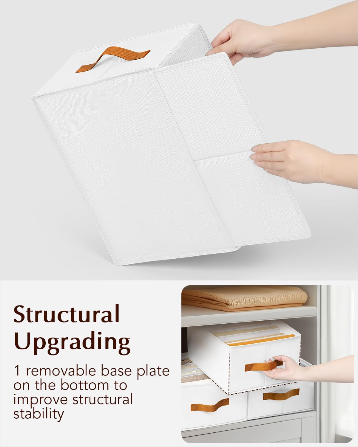 Clothes Organizers and Storage - 4/5/7 Grids Fabric Jeans Organizer with Handles, Foldable Closet Organizers Dividers, Wardrobe organizer for Pant, Sweater, T-shirt, Scarf, Pale Grey