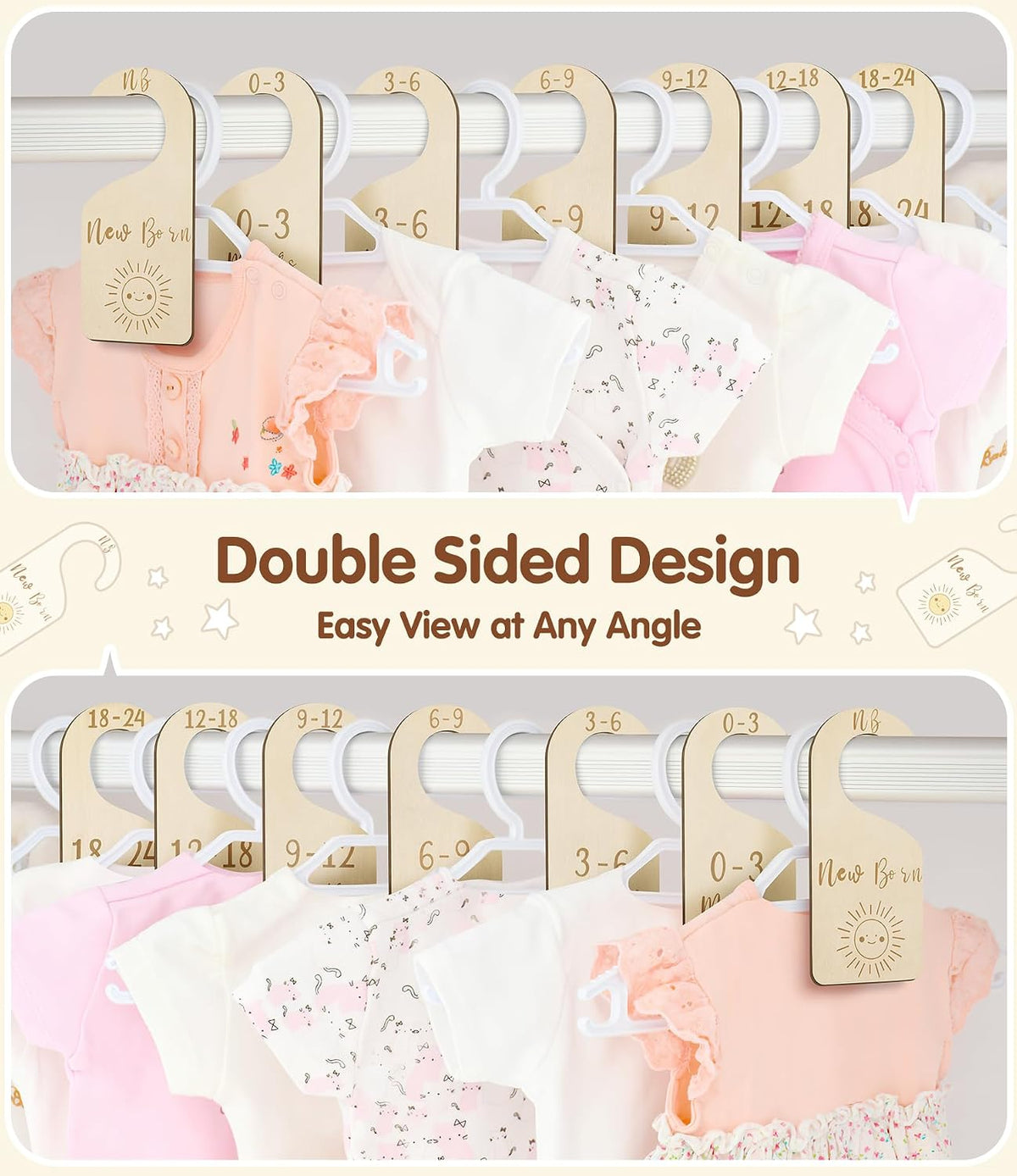Double Sided Baby Closet Dividers for Newborn to 24 Months, 7 Pcs