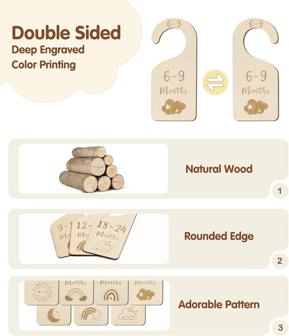 Double Sided Baby Closet Dividers for Newborn to 24 Months, 7 Pcs