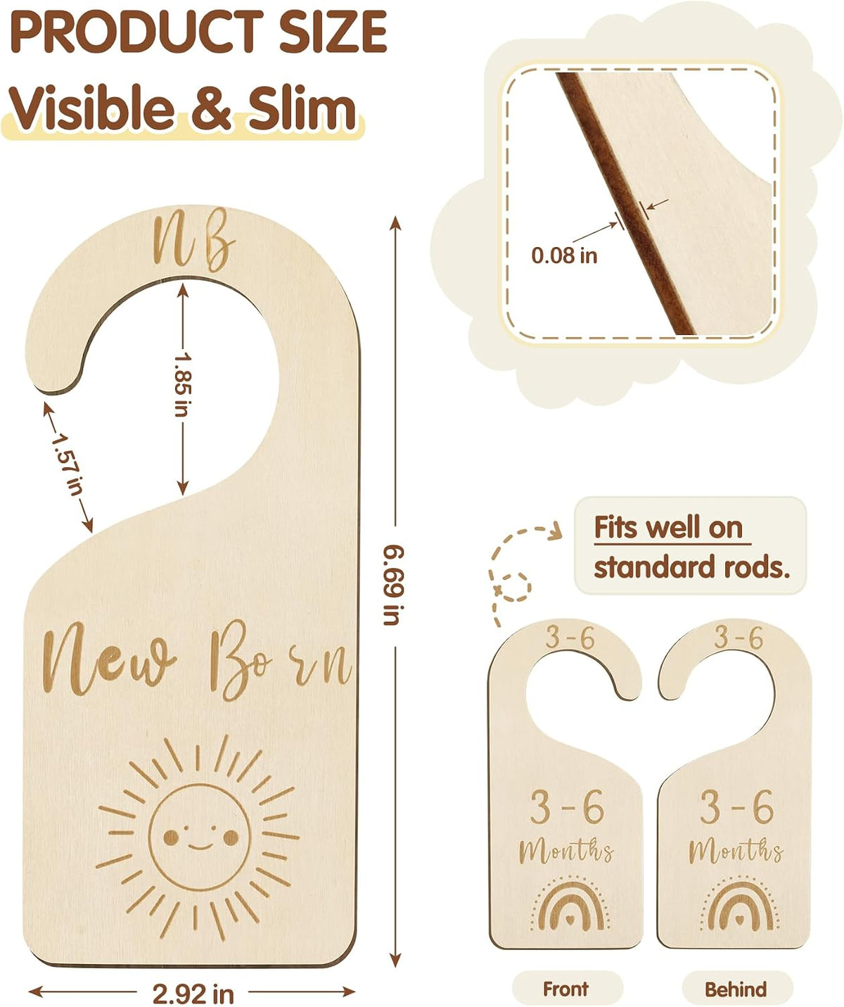 Double Sided Baby Closet Dividers for Newborn to 24 Months, 7 Pcs
