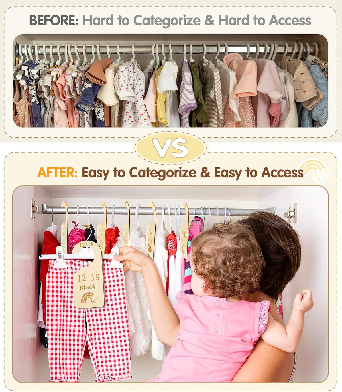Double Sided Baby Closet Dividers for Newborn to 24 Months, 7 Pcs