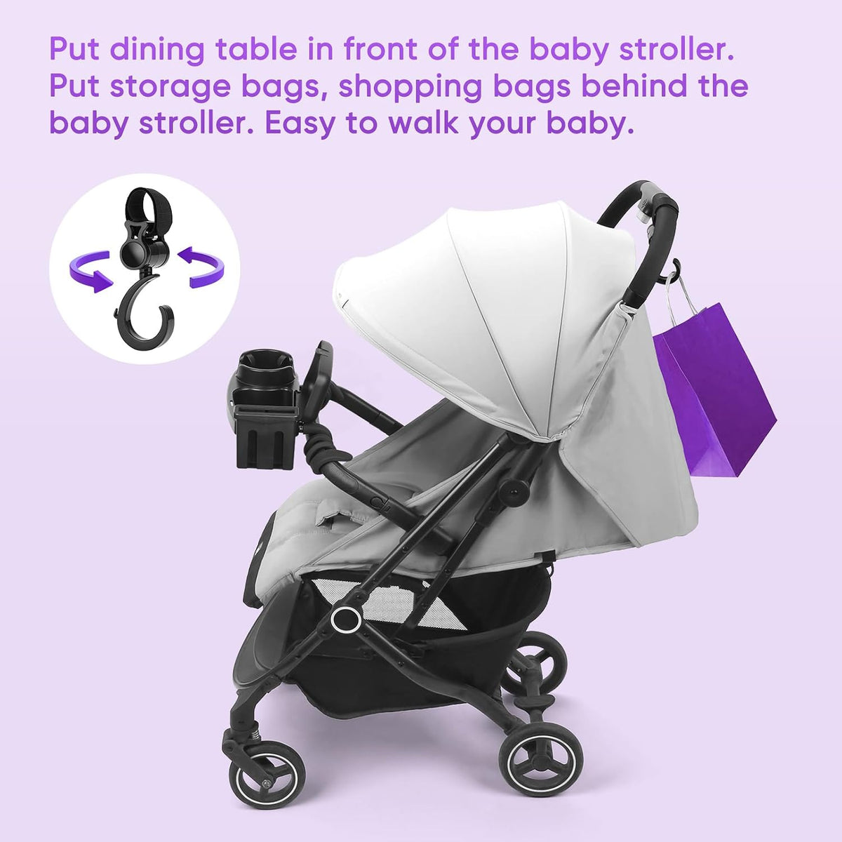 Universal Stroller Snack Tray, 3 in 1 Stroller Cup Holder