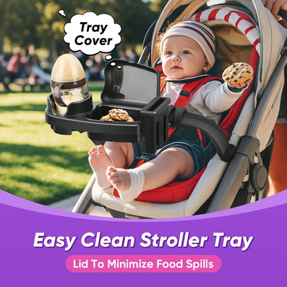 Universal Stroller Snack Tray, 3 in 1 Stroller Cup Holder