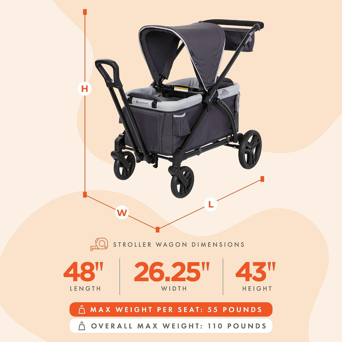 Expedition 2-in-1 Push/Pull Wagon with Canopy, Liberty Midnight - Colors A