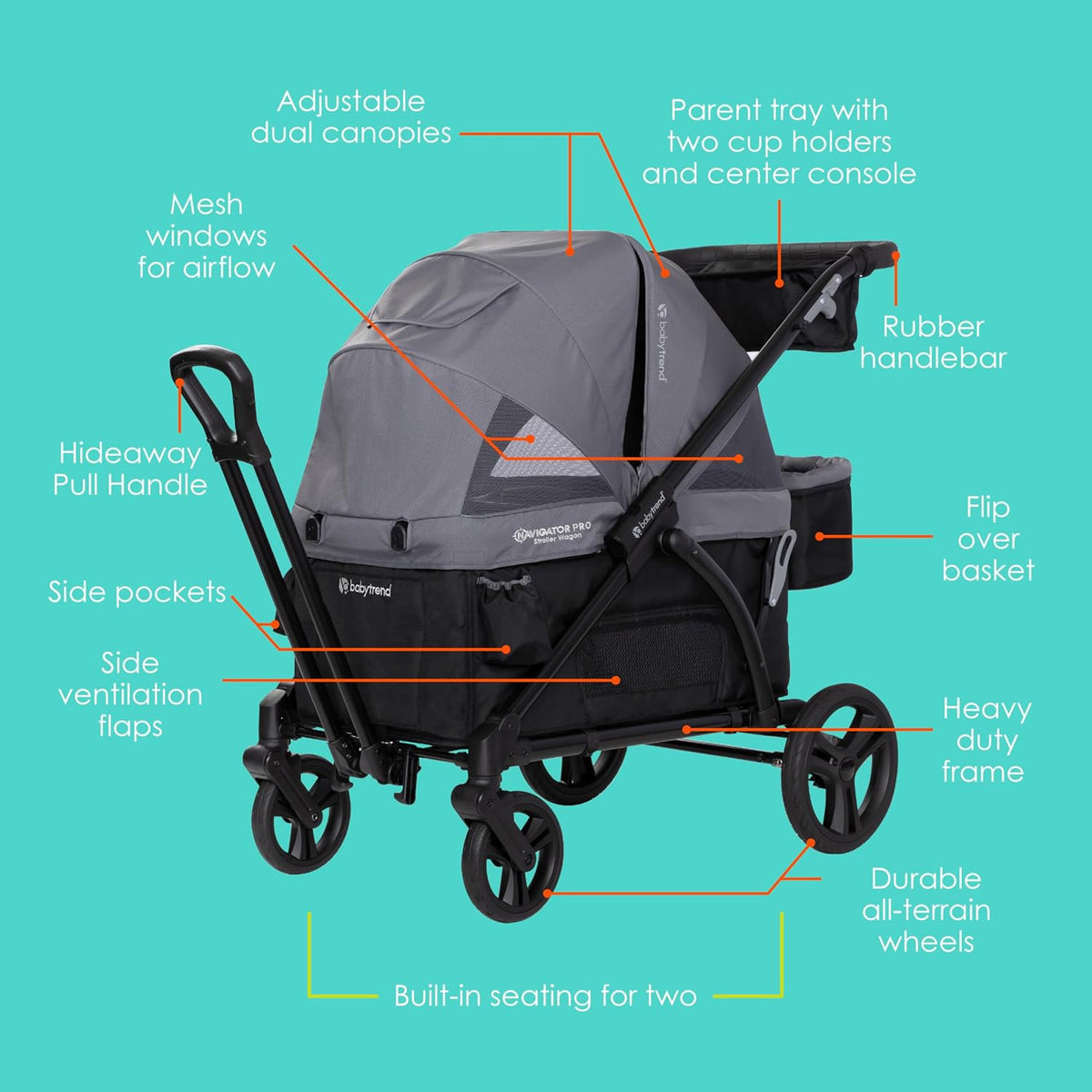 Expedition 2-in-1 Push/Pull Wagon with Canopy, Liberty Midnight - Colors A