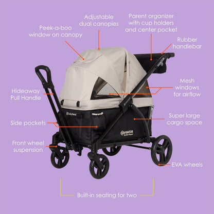 Expedition 2-in-1 Push/Pull Wagon with Canopy, Liberty Midnight - Colors A