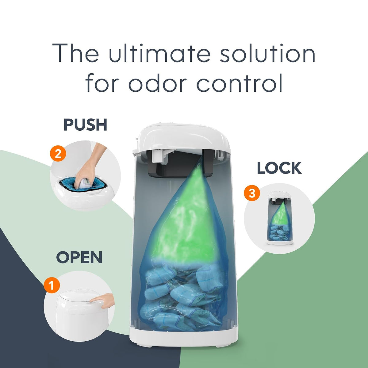 Classic Diaper Pail Gift Set | Push-N-Lock Odor Control | Includes Starter Refill and Jumbo+ Refill | Holds up to 1,245 Newborn Diapers | Baby Registry Must-Have