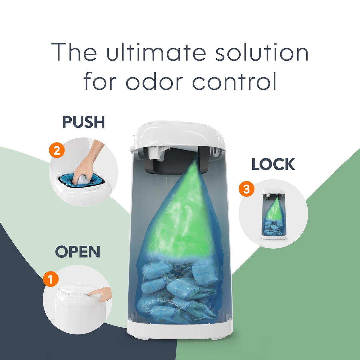 Classic Diaper Pail Gift Set | Push-N-Lock Odor Control | Includes Starter Refill and Jumbo+ Refill | Holds up to 1,245 Newborn Diapers | Baby Registry Must-Have