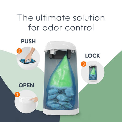 Classic Diaper Pail Gift Set | Push-N-Lock Odor Control | Includes Starter Refill and Jumbo+ Refill | Holds up to 1,245 Newborn Diapers | Baby Registry Must-Have