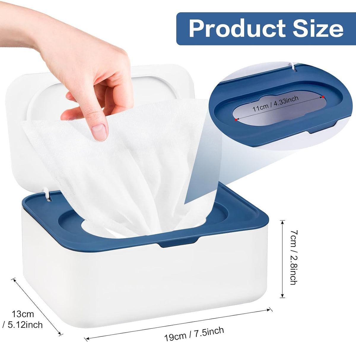 2Pcs Wipe Dispenser Reusable Baby Wipe Holder Container (Blue/Gray)