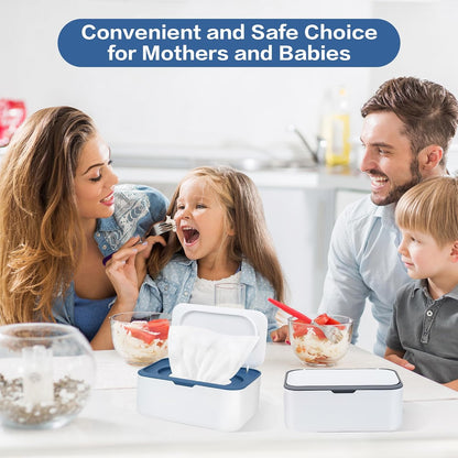 2Pcs Wipe Dispenser Reusable Baby Wipe Holder Container (Blue/Gray)