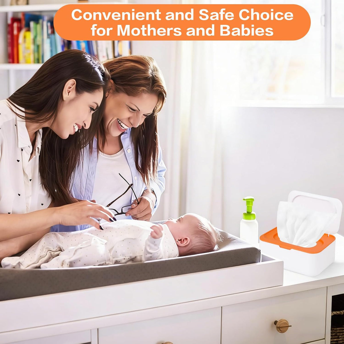2Pcs Wipe Dispenser Reusable Baby Wipe Holder Container (Blue/Gray)