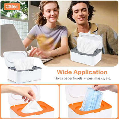 2Pcs Wipe Dispenser Reusable Baby Wipe Holder Container (Blue/Gray)