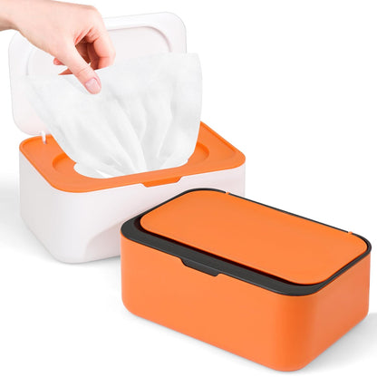2Pcs Wipe Dispenser Reusable Baby Wipe Holder Container (Blue/Gray)