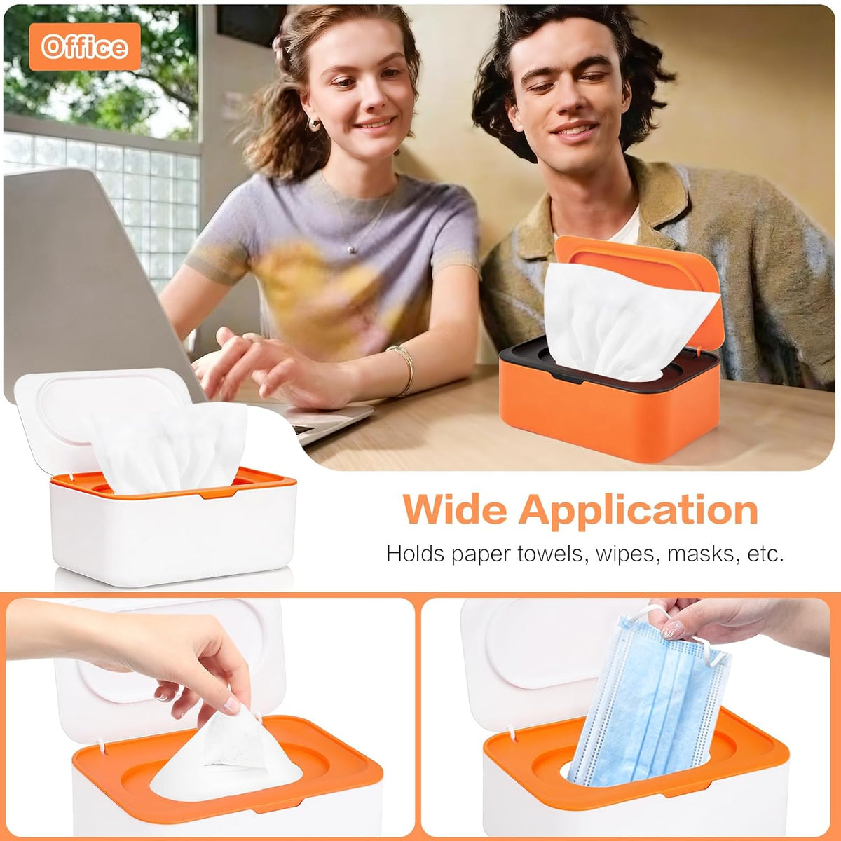 2Pcs Wipe Dispenser Reusable Baby Wipe Holder Container (Blue/Gray)