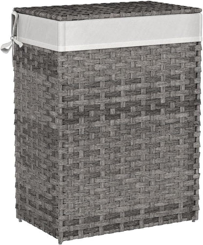 SONGMICS Laundry Hamper with Lid, 23.8 Gal (90 L) Synthetic Rattan,Foldable