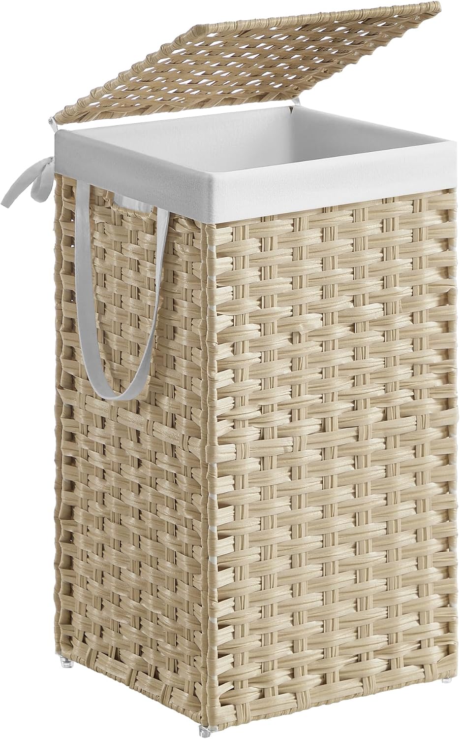 SONGMICS Laundry Hamper with Lid, 23.8 Gal (90 L) Synthetic Rattan,Foldable