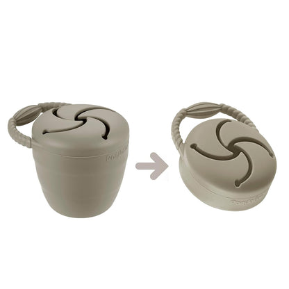 Silicone Snack Containers, Collapsible Toddler Snack Cups Spill Proof Food Catcher for Toddler Baby, Pack of 2 (Light Tan/Walnut)