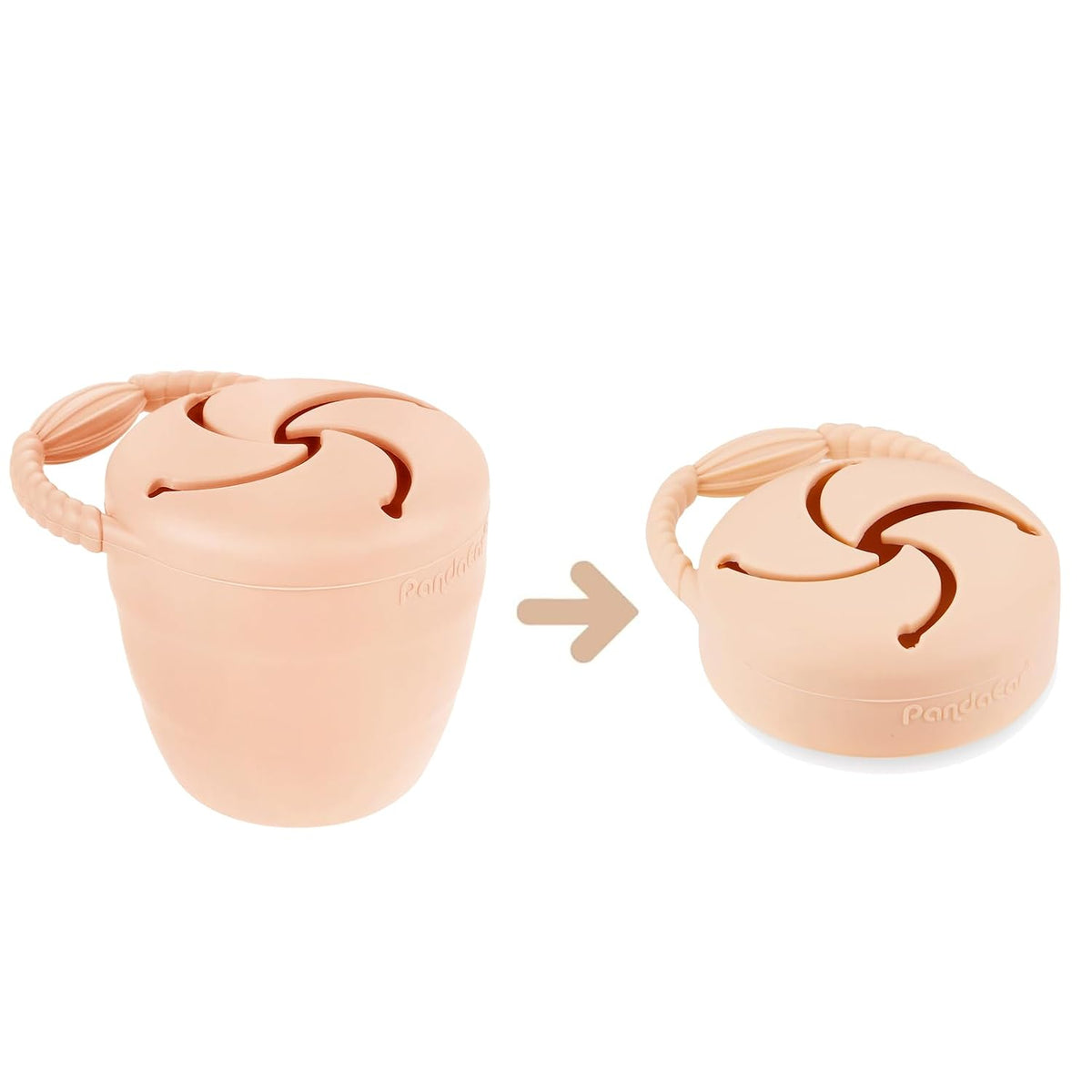 Silicone Snack Containers, Collapsible Toddler Snack Cups Spill Proof Food Catcher for Toddler Baby, Pack of 2 (Light Tan/Walnut)