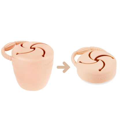Silicone Snack Containers, Collapsible Toddler Snack Cups Spill Proof Food Catcher for Toddler Baby, Pack of 2 (Light Tan/Walnut)