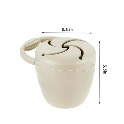 Silicone Snack Containers, Collapsible Toddler Snack Cups Spill Proof Food Catcher for Toddler Baby, Pack of 2 (Light Tan/Walnut)