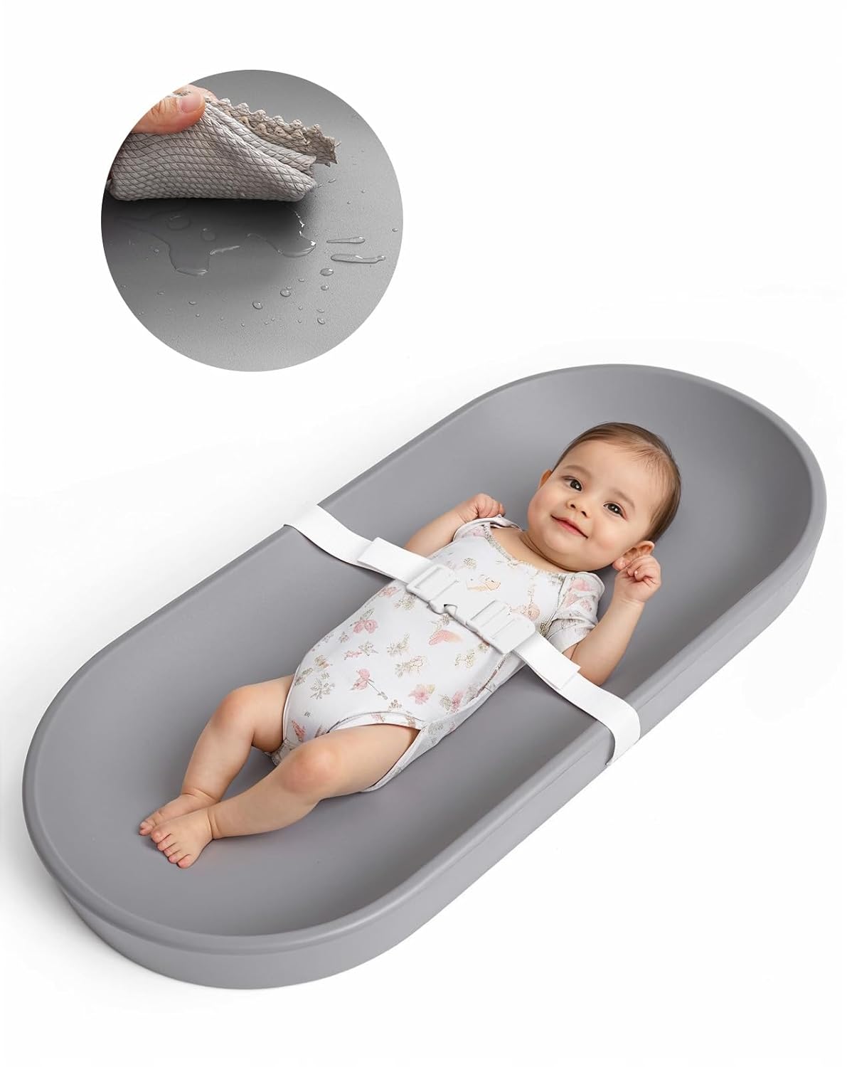 Baby Changing Pad for Dresser - Wipeable & with Restraining Belt