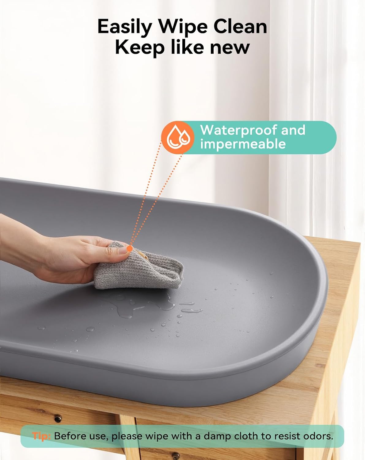 Baby Changing Pad for Dresser - Wipeable & with Restraining Belt
