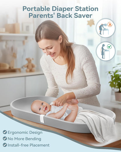 Baby Changing Pad for Dresser - Wipeable & with Restraining Belt
