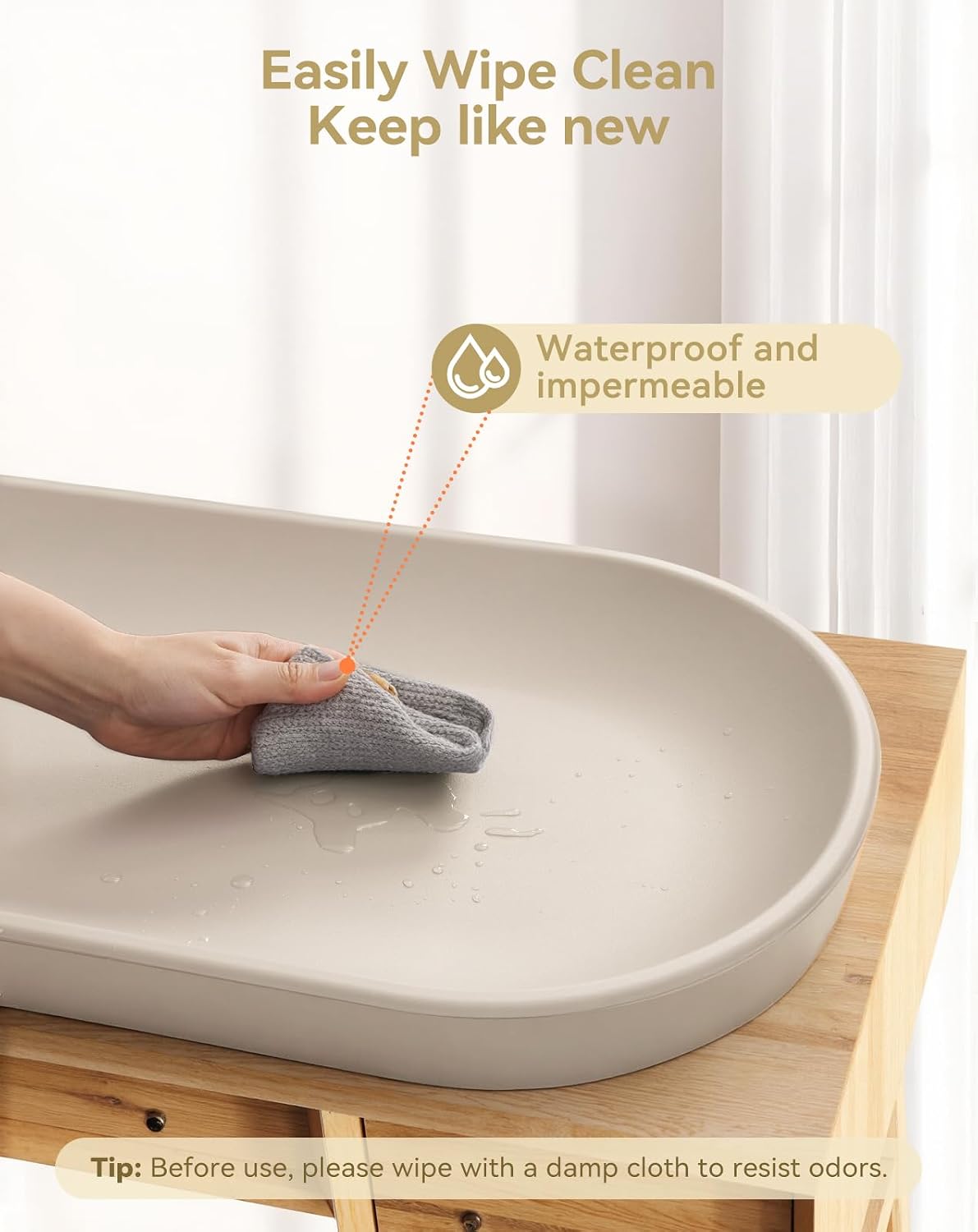 Baby Changing Pad for Dresser - Wipeable & with Restraining Belt