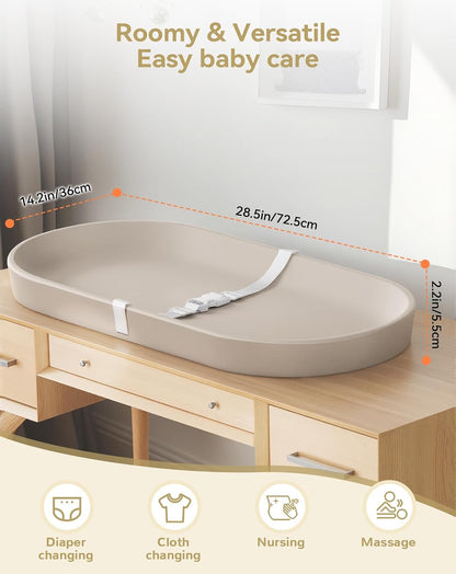 Baby Changing Pad for Dresser - Wipeable & with Restraining Belt