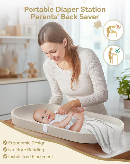 Baby Changing Pad for Dresser - Wipeable & with Restraining Belt