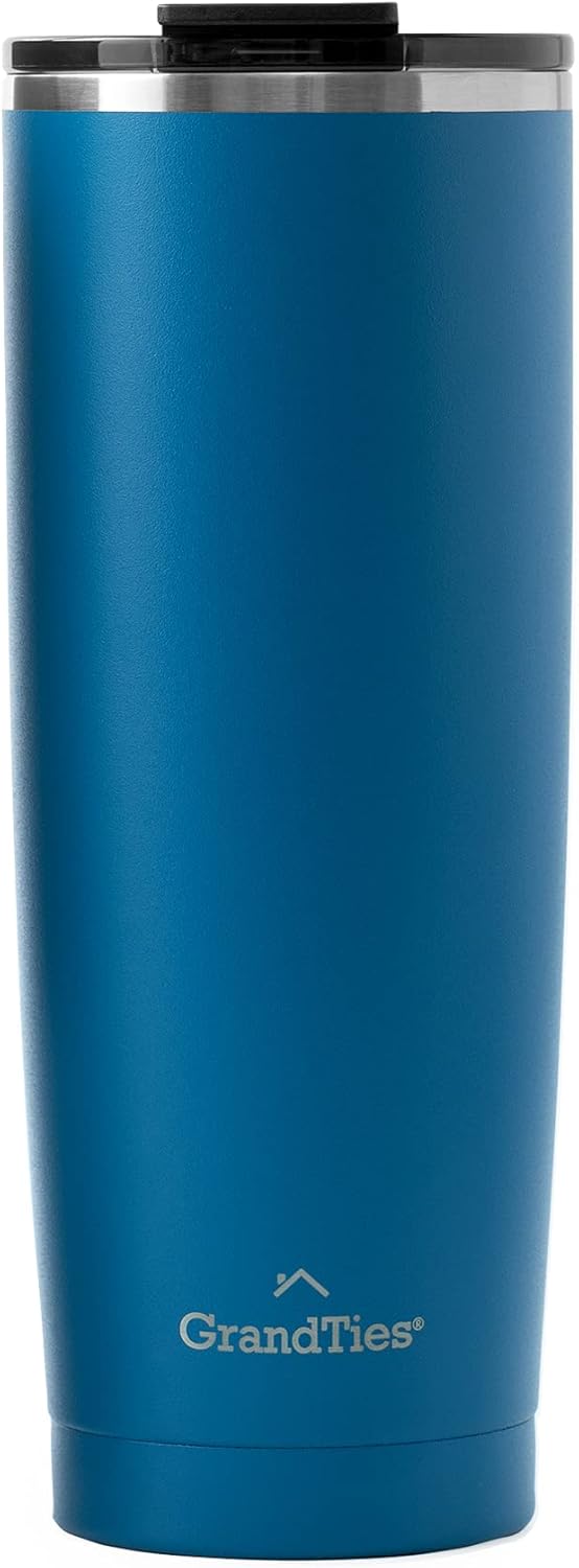 Insulated Coffee Tumbler Cup w/Tritan Lid | Leak Proof, Reusable, Double Walled Vacuum Stainless Steel Water Bottle Travel Mug | Thermal Cups for Hot and Cold Drinks | 20oz | Periwinkle