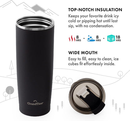 Insulated Coffee Tumbler Cup w/Tritan Lid | Leak Proof, Reusable, Double Walled Vacuum Stainless Steel Water Bottle Travel Mug | Thermal Cups for Hot and Cold Drinks | 20oz | Periwinkle
