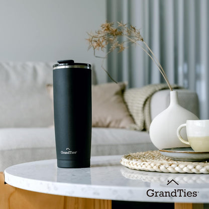Insulated Coffee Tumbler Cup w/Tritan Lid | Leak Proof, Reusable, Double Walled Vacuum Stainless Steel Water Bottle Travel Mug | Thermal Cups for Hot and Cold Drinks | 20oz | Periwinkle