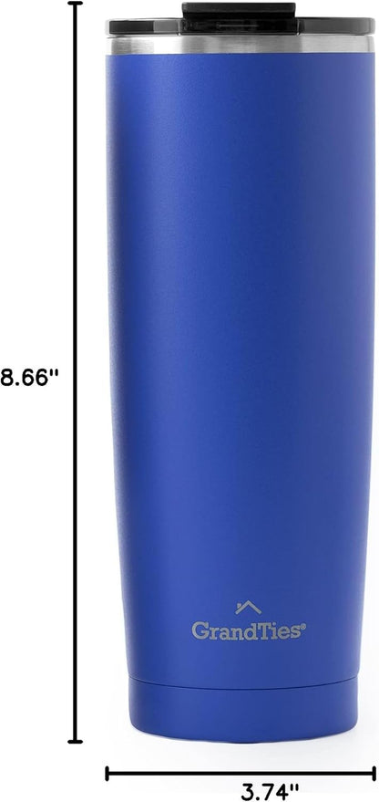 Insulated Coffee Tumbler Cup w/Tritan Lid | Leak Proof, Reusable, Double Walled Vacuum Stainless Steel Water Bottle Travel Mug | Thermal Cups for Hot and Cold Drinks | 20oz | Periwinkle