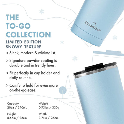 Insulated Coffee Tumbler Cup w/Tritan Lid | Leak Proof, Reusable, Double Walled Vacuum Stainless Steel Water Bottle Travel Mug | Thermal Cups for Hot and Cold Drinks | 20oz | Periwinkle