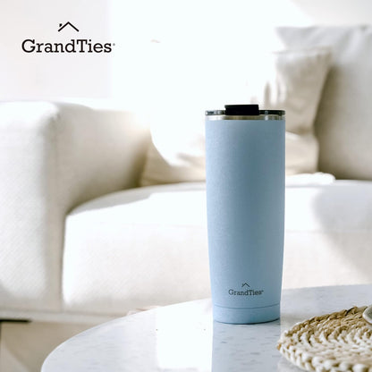 Insulated Coffee Tumbler Cup w/Tritan Lid | Leak Proof, Reusable, Double Walled Vacuum Stainless Steel Water Bottle Travel Mug | Thermal Cups for Hot and Cold Drinks | 20oz | Periwinkle